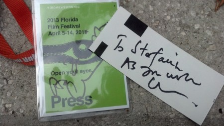 Cary Writes "As You Wish" on my Ticket and Press Badge